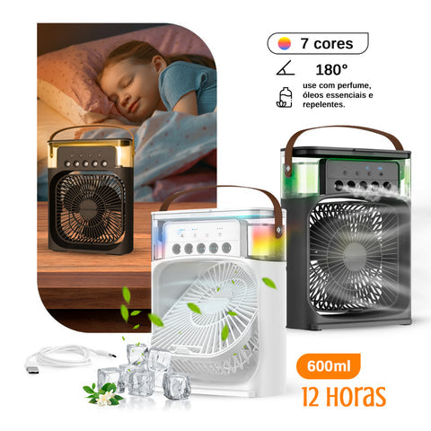 Mini Ventilador e Refrigerador Elétrico Portátil